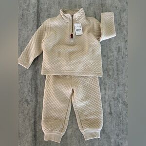 Crewcuts Quilted Beige 2pc Toddler Set Size 18-24M